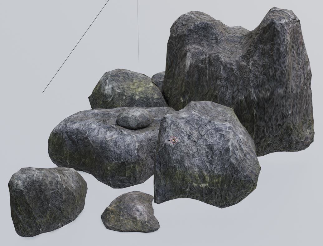 Rock Formation 4 Stoney Outcrop Game Ready Low-poly Boulder set Low-poly 3D model_2