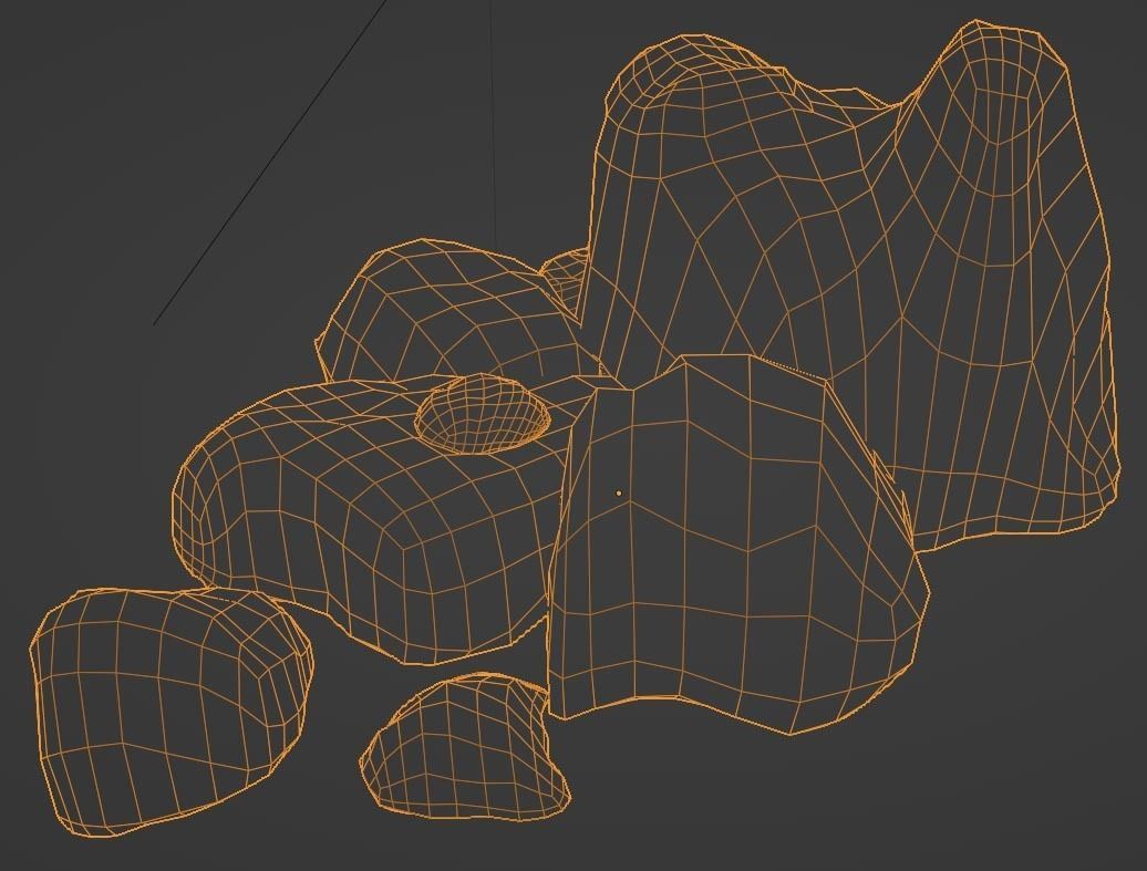 Rock Formation 4 Stoney Outcrop Game Ready Low-poly Boulder set Low-poly 3D model_4