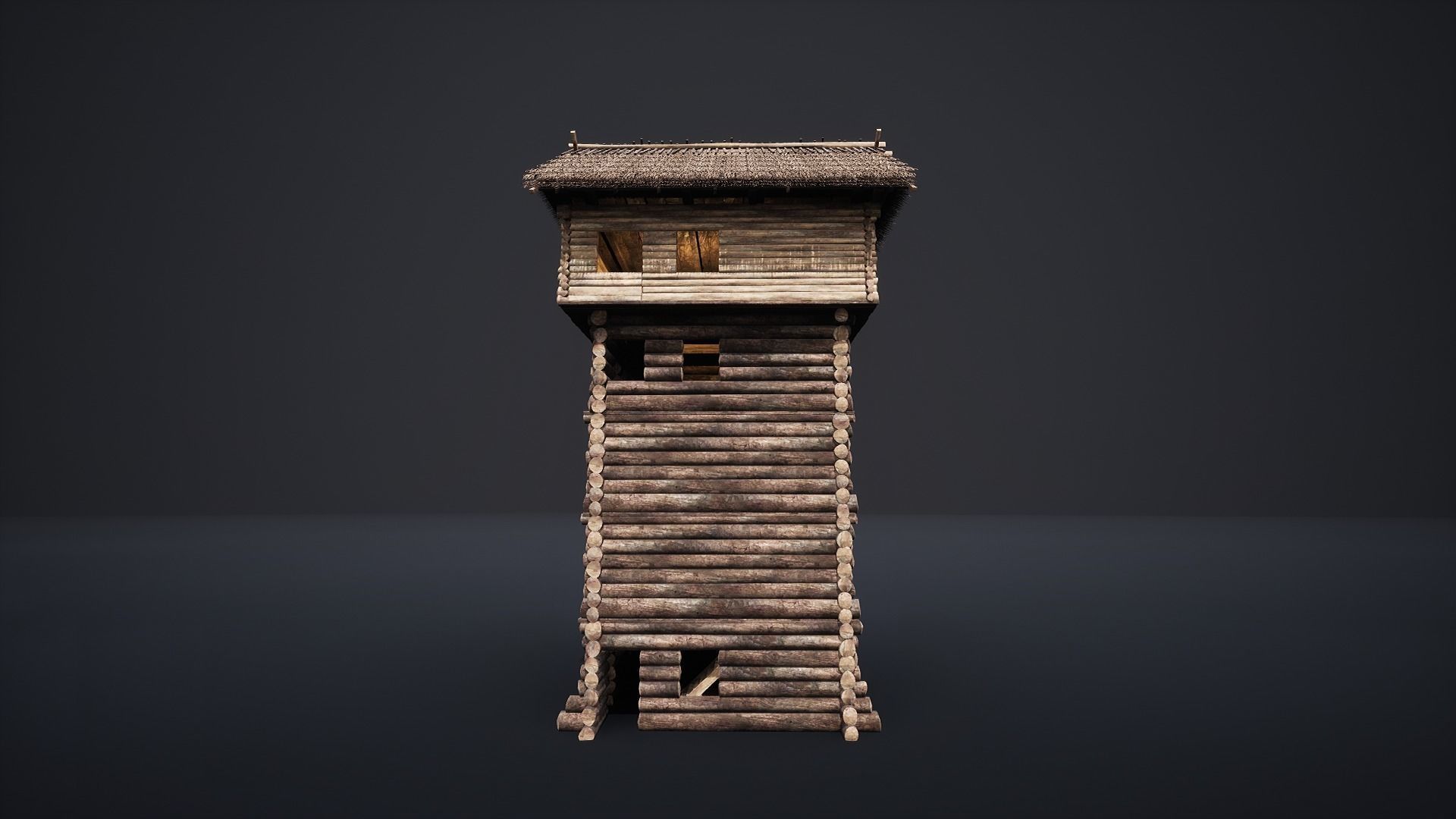 WATCHTOWER TOWER FORT SLAVIC PALISADE WOODEN CASTLE MEDIEVAL AAA Low-poly 3D model_5
