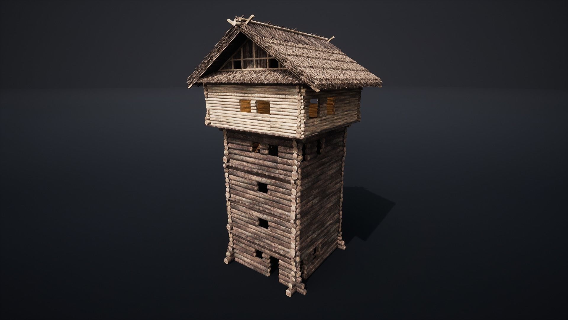 WATCHTOWER TOWER FORT SLAVIC PALISADE WOODEN CASTLE MEDIEVAL AAA Low-poly 3D model_7