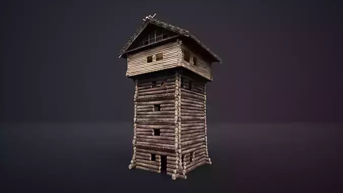 WATCHTOWER TOWER FORT SLAVIC PALISADE WOODEN CASTLE MEDIEVAL AAA Low-poly 3D model