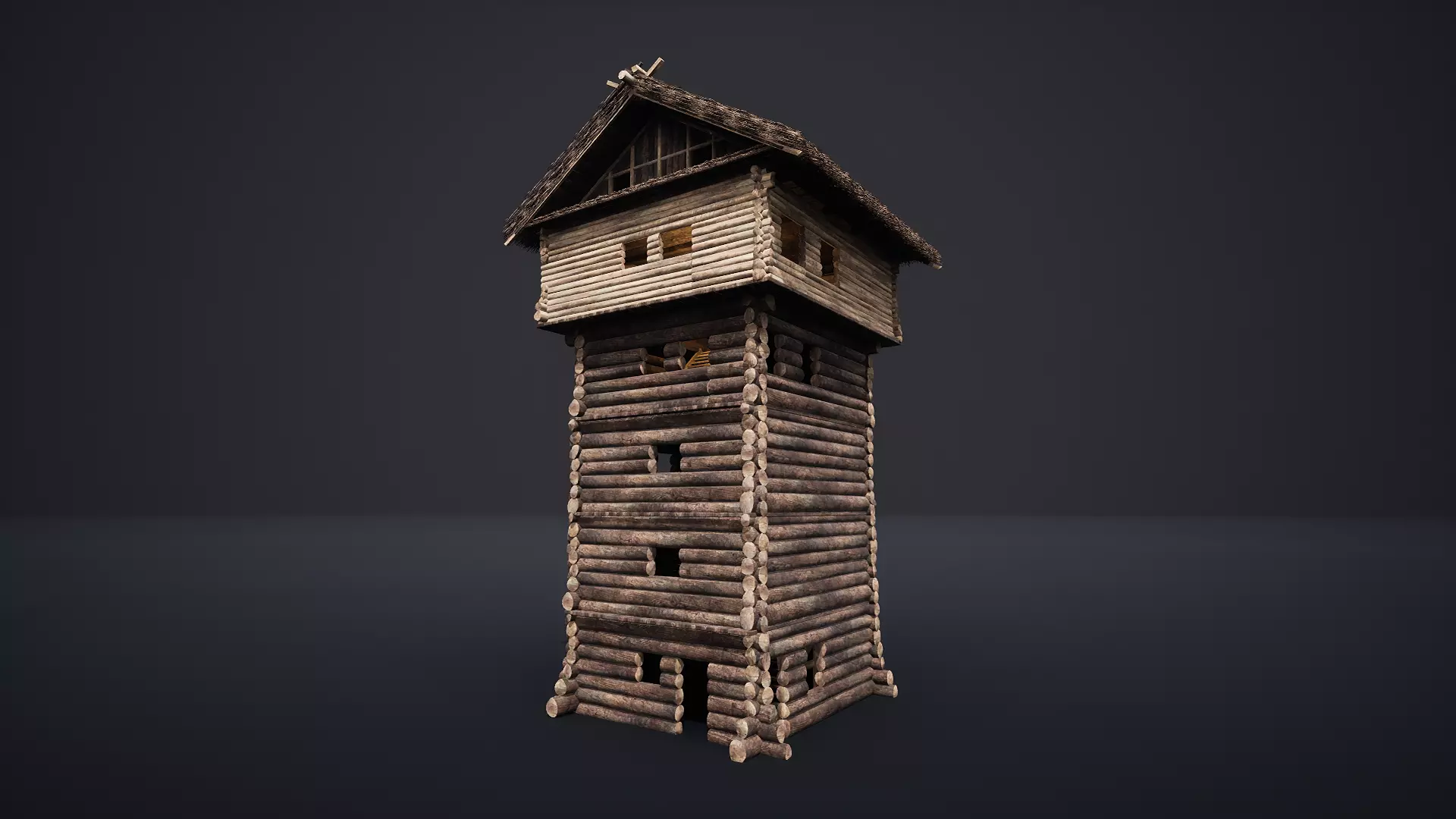 WATCHTOWER TOWER FORT SLAVIC PALISADE WOODEN CASTLE MEDIEVAL AAA Low-poly 3D model_0