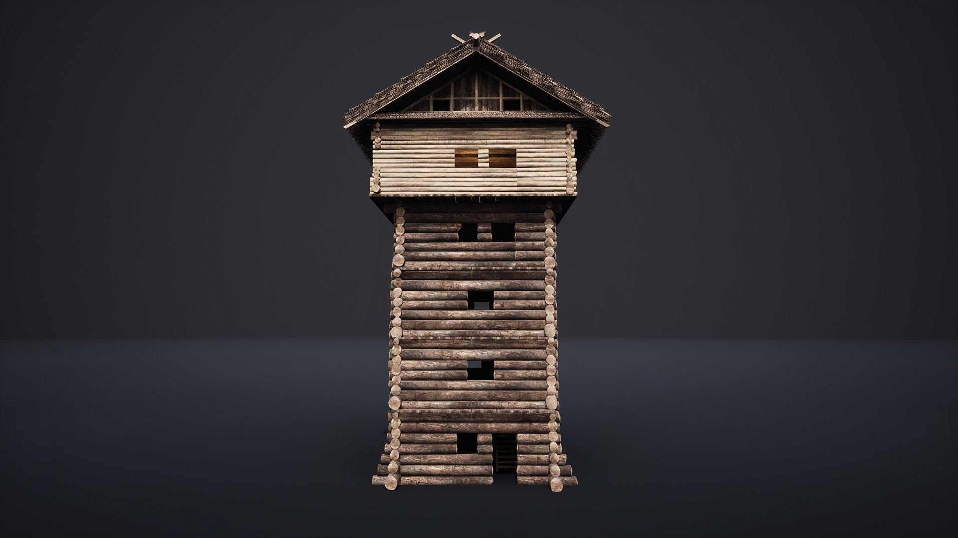 WATCHTOWER TOWER FORT SLAVIC PALISADE WOODEN CASTLE MEDIEVAL AAA Low-poly 3D model_4