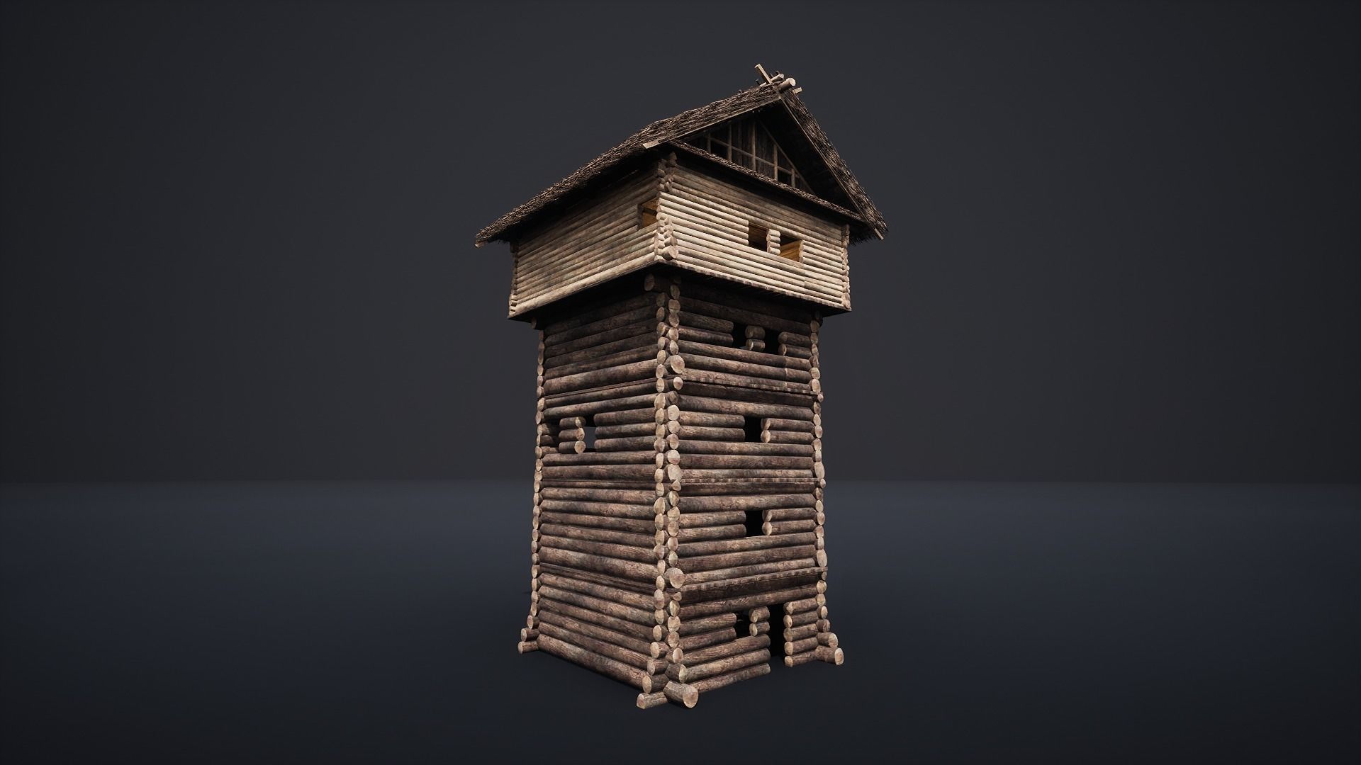 WATCHTOWER TOWER FORT SLAVIC PALISADE WOODEN CASTLE MEDIEVAL AAA Low-poly 3D model_1