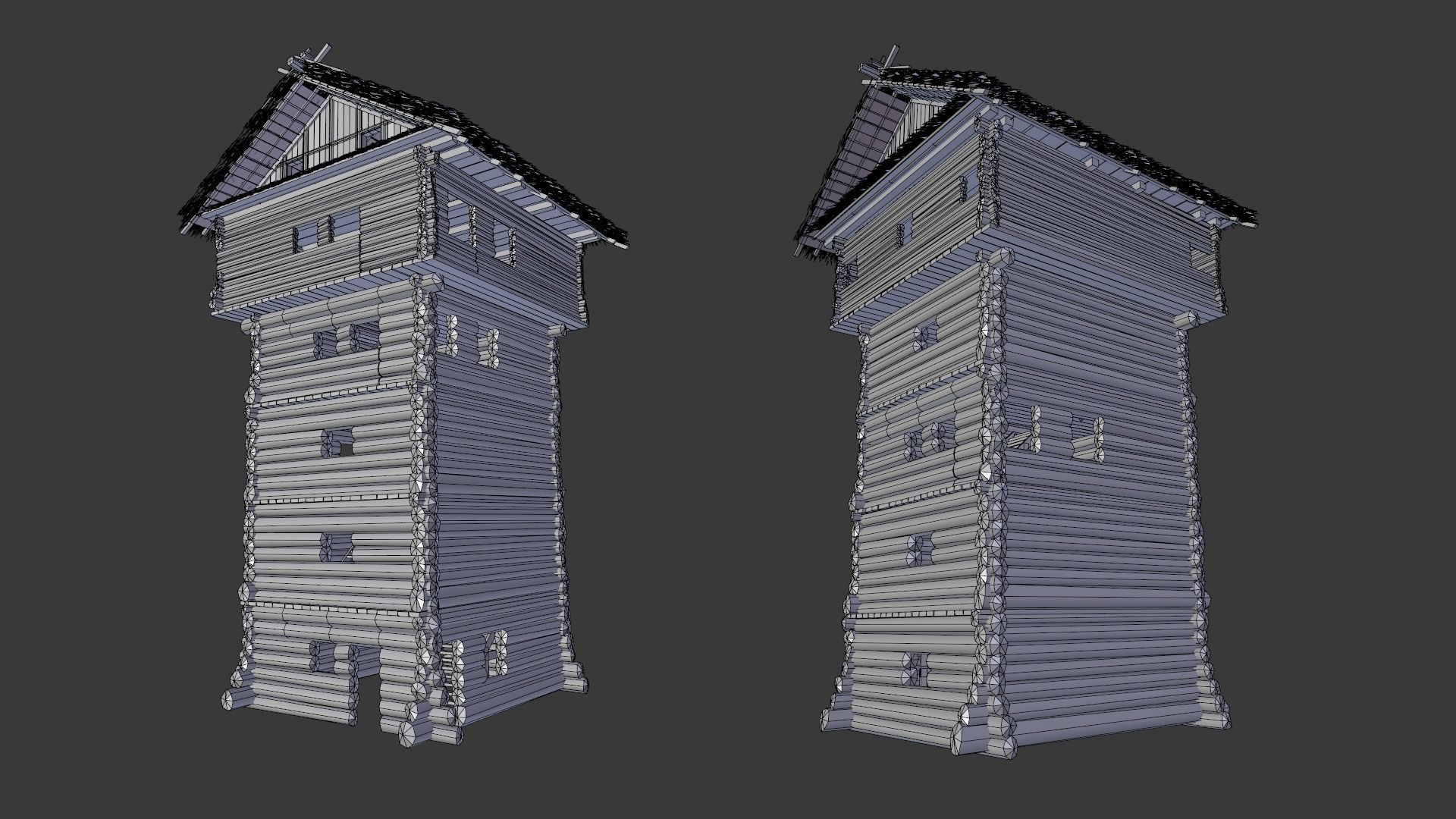 WATCHTOWER TOWER FORT SLAVIC PALISADE WOODEN CASTLE MEDIEVAL AAA Low-poly 3D model_10