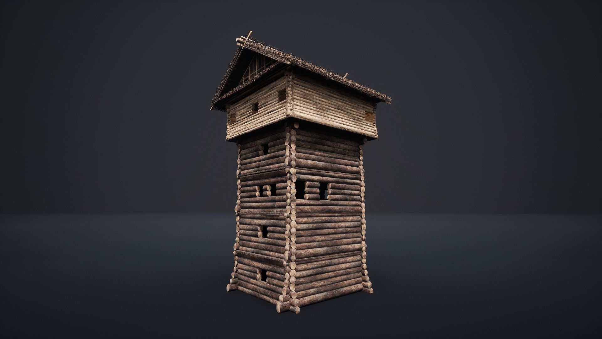 WATCHTOWER TOWER FORT SLAVIC PALISADE WOODEN CASTLE MEDIEVAL AAA Low-poly 3D model_2