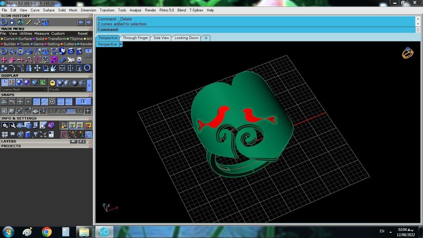 Enameled Heart Set gold with two birds 3D print model_13