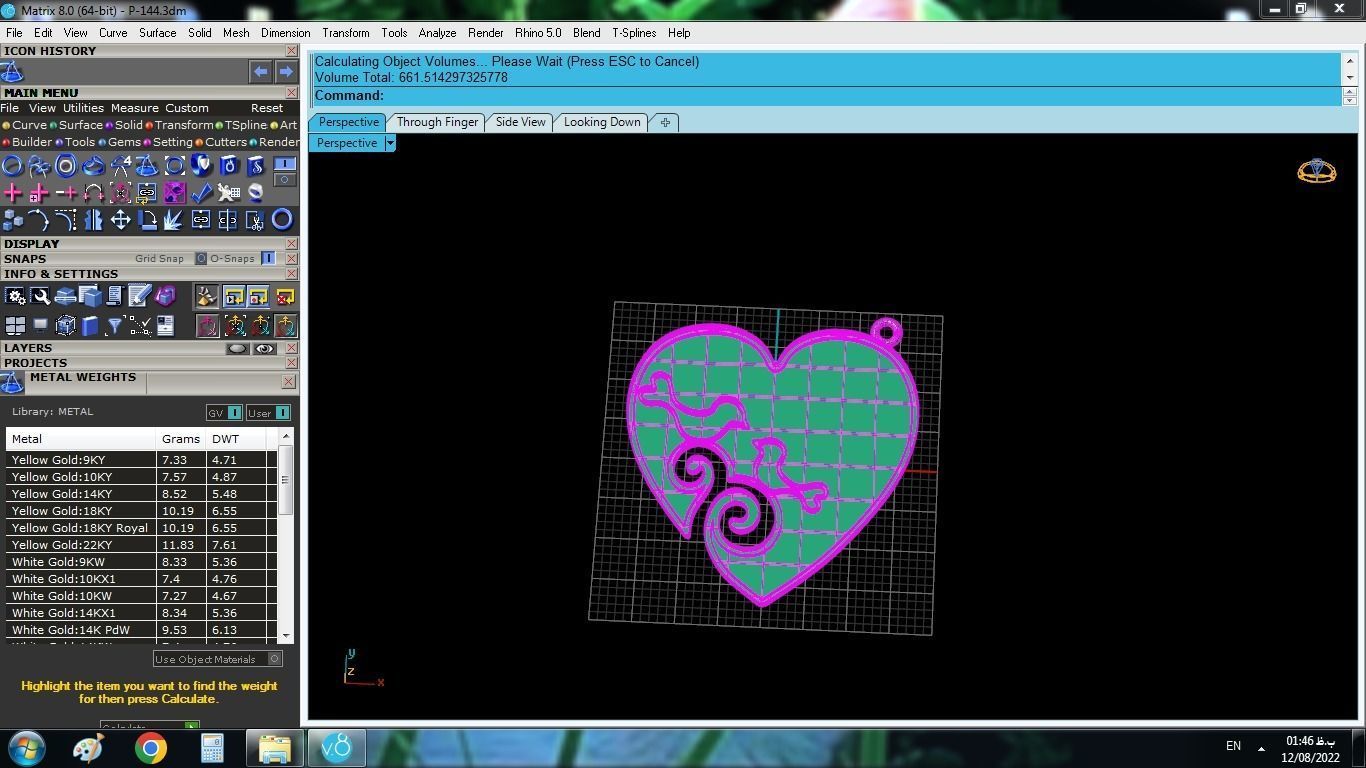 Enameled Heart Set gold with two birds 3D print model_18