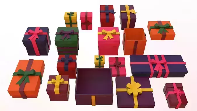 Christmas presents pack Low-poly 3D model