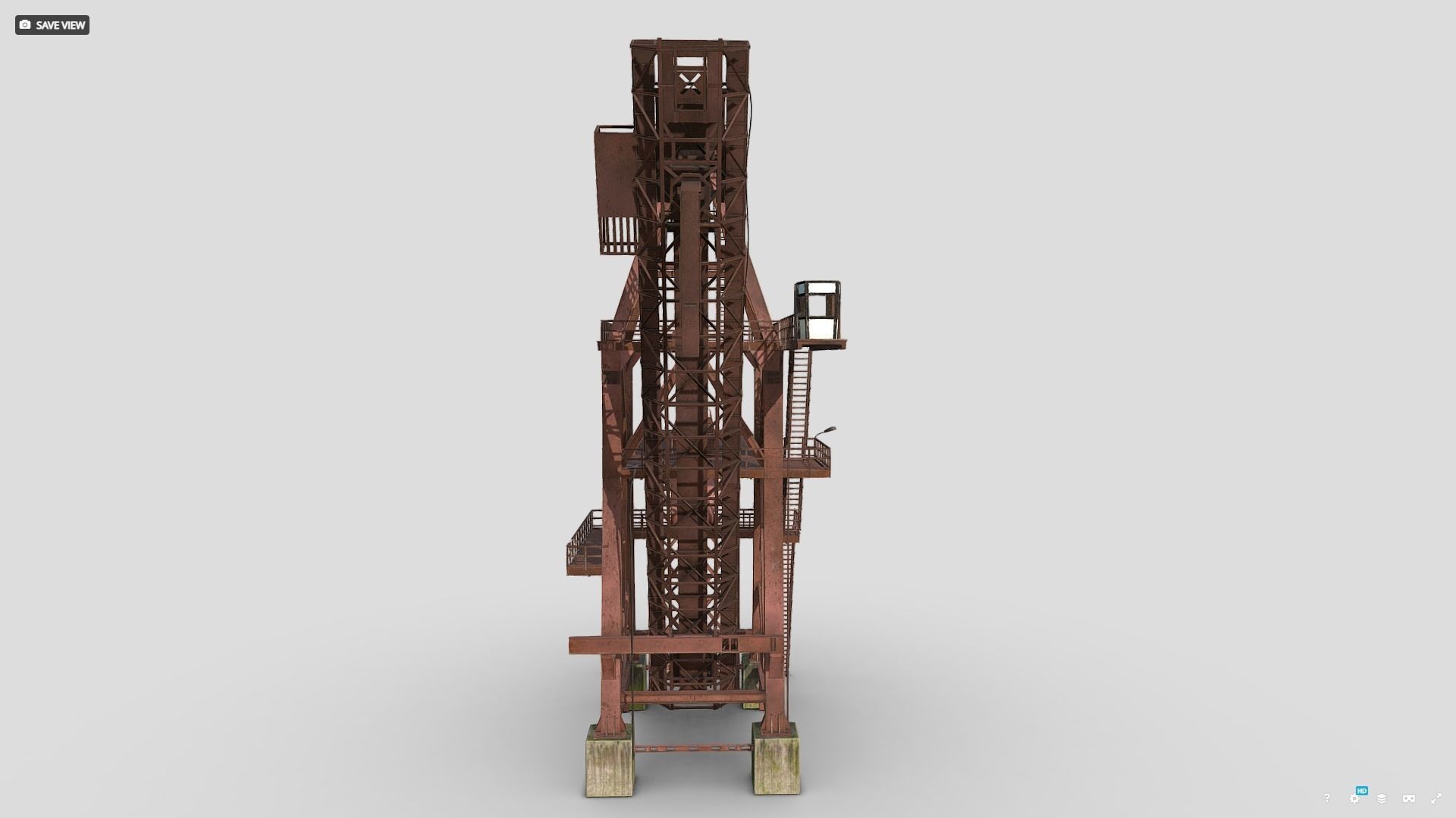 Crane old rusty Low-poly 3D model_9