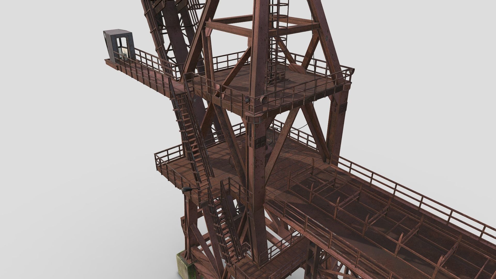 Crane old rusty Low-poly 3D model_13