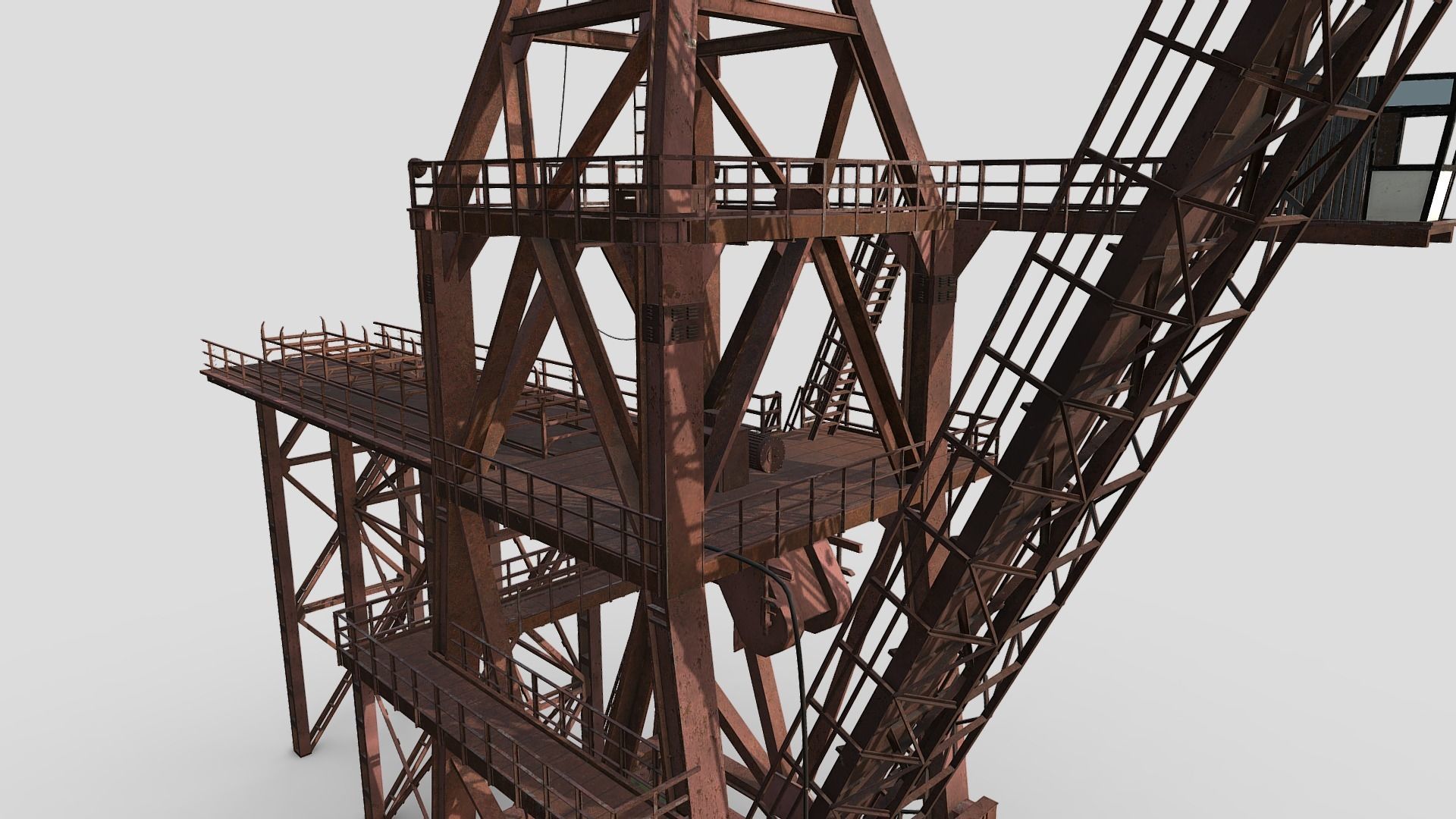 Crane old rusty Low-poly 3D model_14