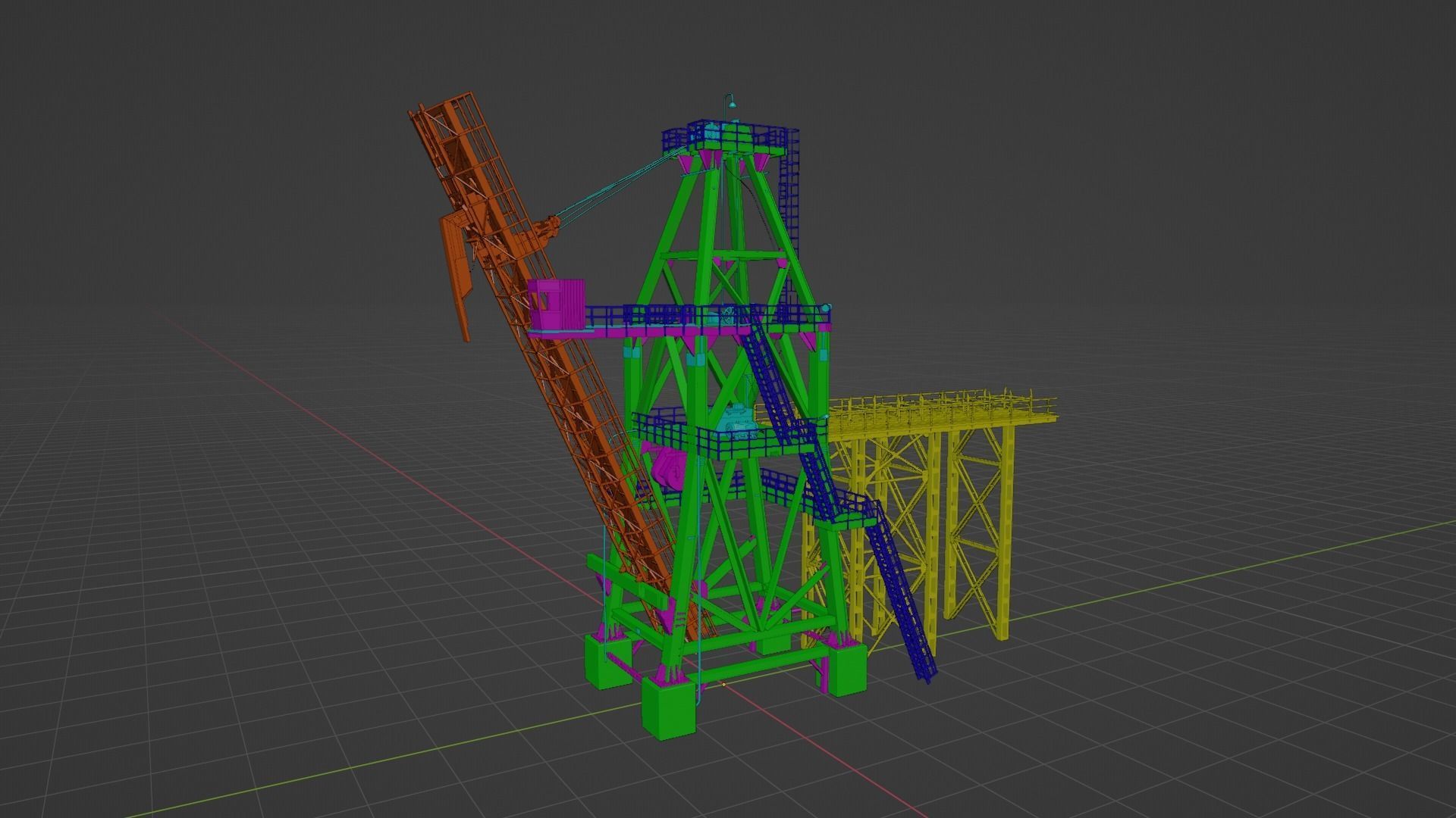 Crane old rusty Low-poly 3D model_8