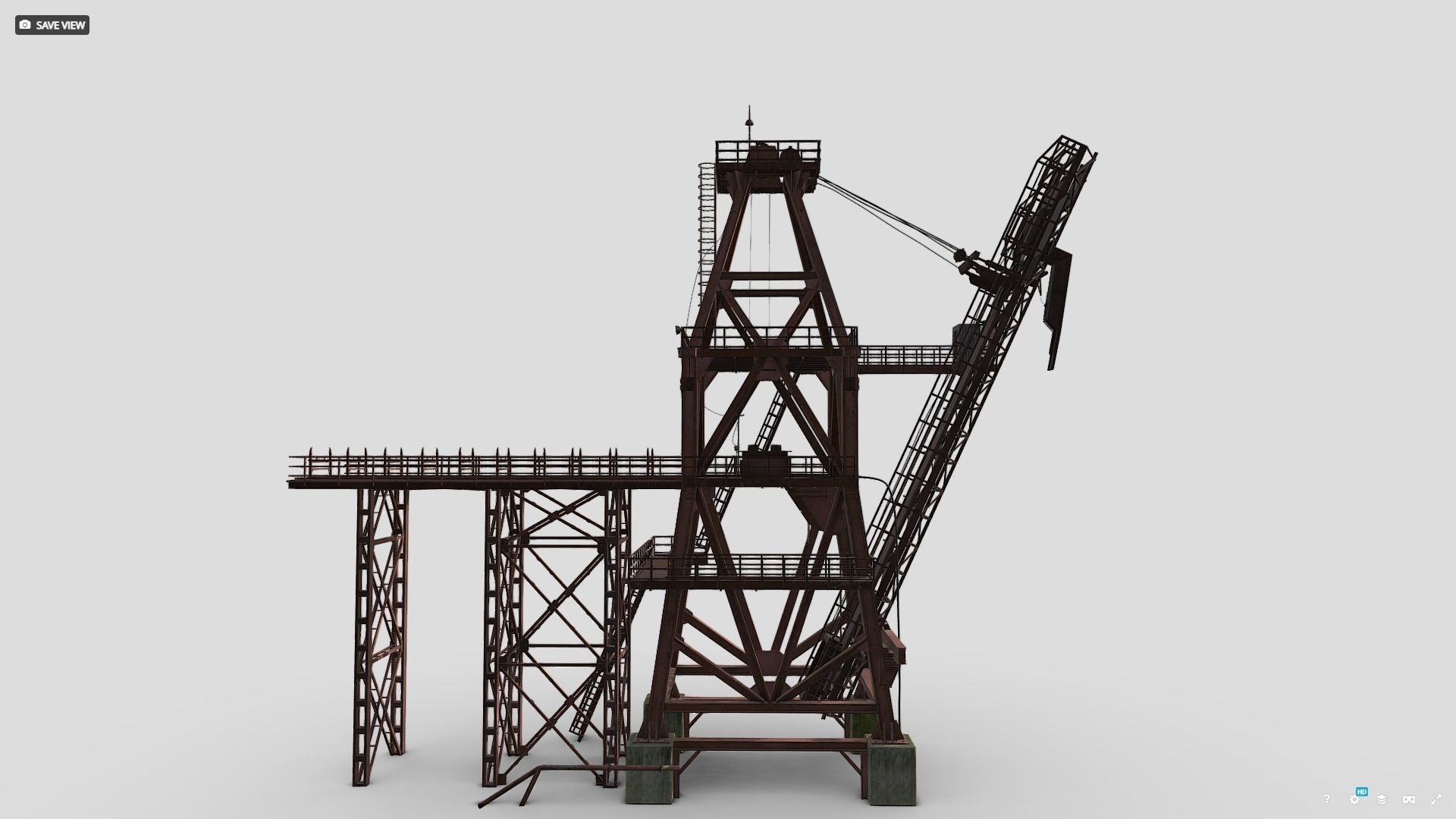 Crane old rusty Low-poly 3D model_3