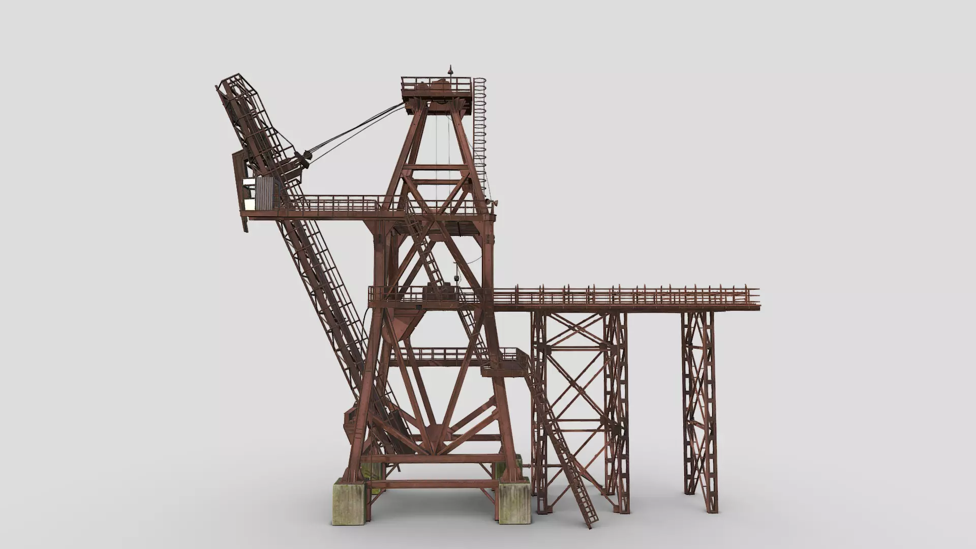 Crane old rusty Low-poly 3D model_0