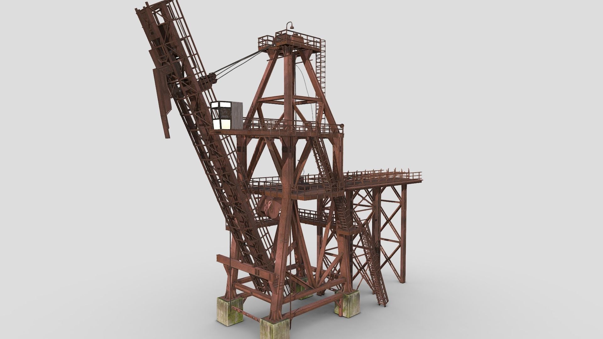 Crane old rusty Low-poly 3D model_1
