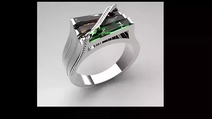 triple rectangle gems ring desing men gold 3D print model