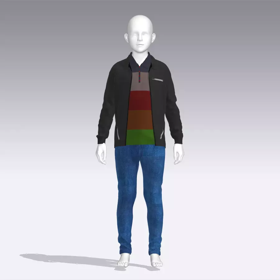 Boy Clothes Outfit Low-poly 3D model_0