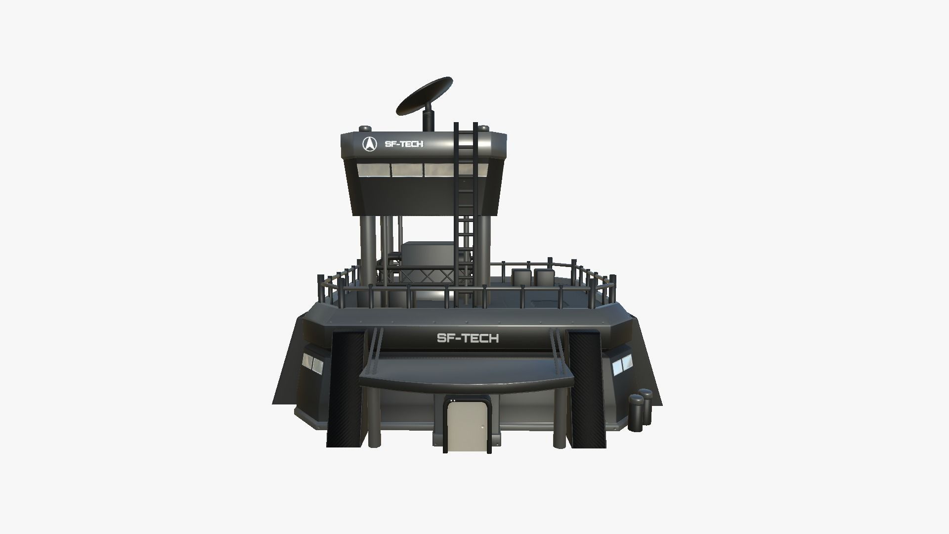 SciFi Facility B07 Black - Sci Fi Exterior Design Low-poly 3D model_1