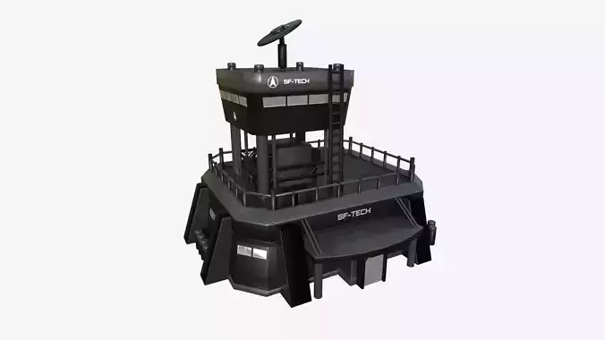 SciFi Facility B07 Black - Sci Fi Exterior Design Low-poly 3D model