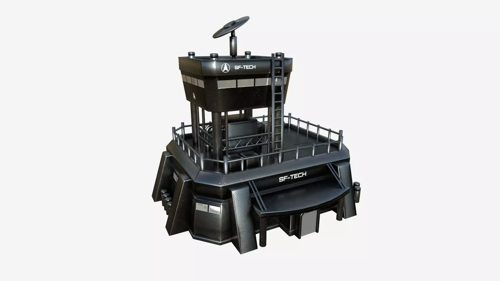 SciFi Facility B09 Dark Metal - Sci Fi Exterior Design Low-poly 3D model_0