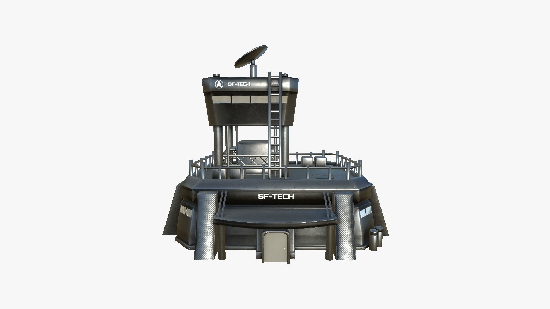 SciFi Facility B09 Dark Metal - Sci Fi Exterior Design Low-poly 3D model_1