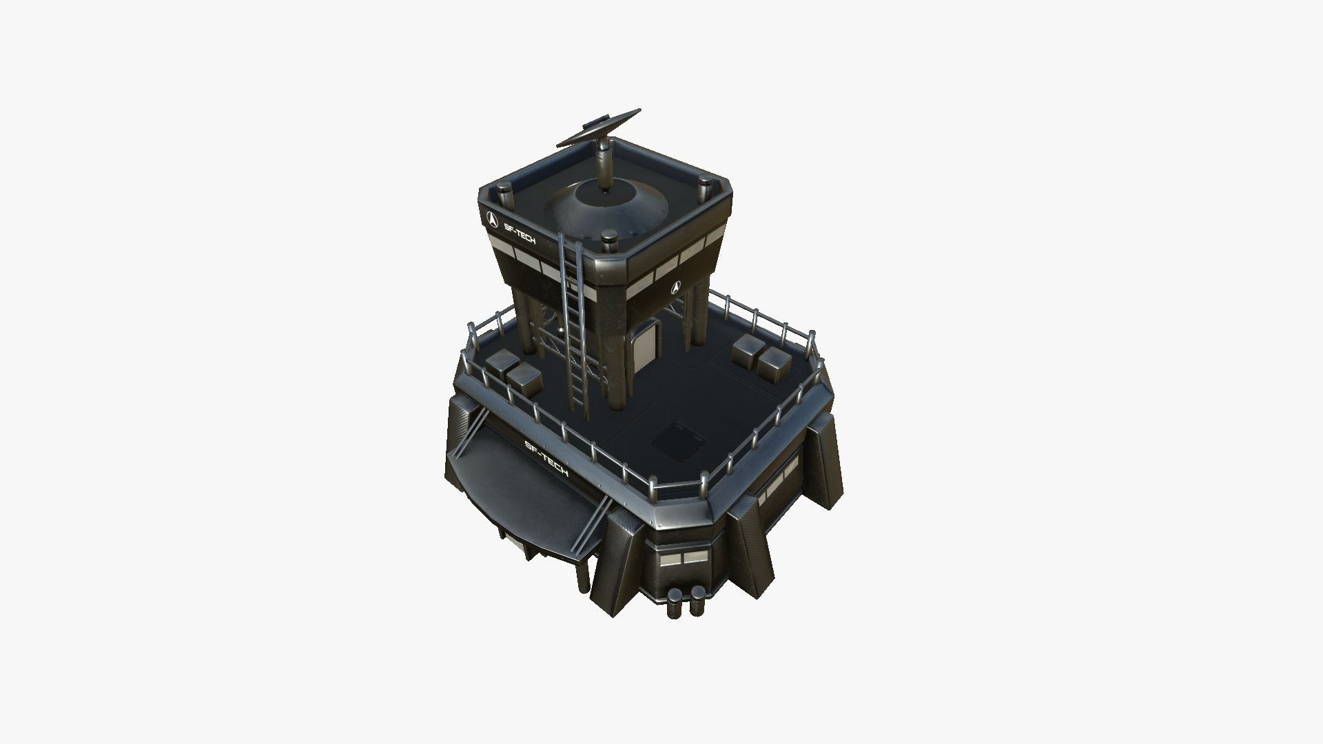 SciFi Facility B09 Dark Metal - Sci Fi Exterior Design Low-poly 3D model_2