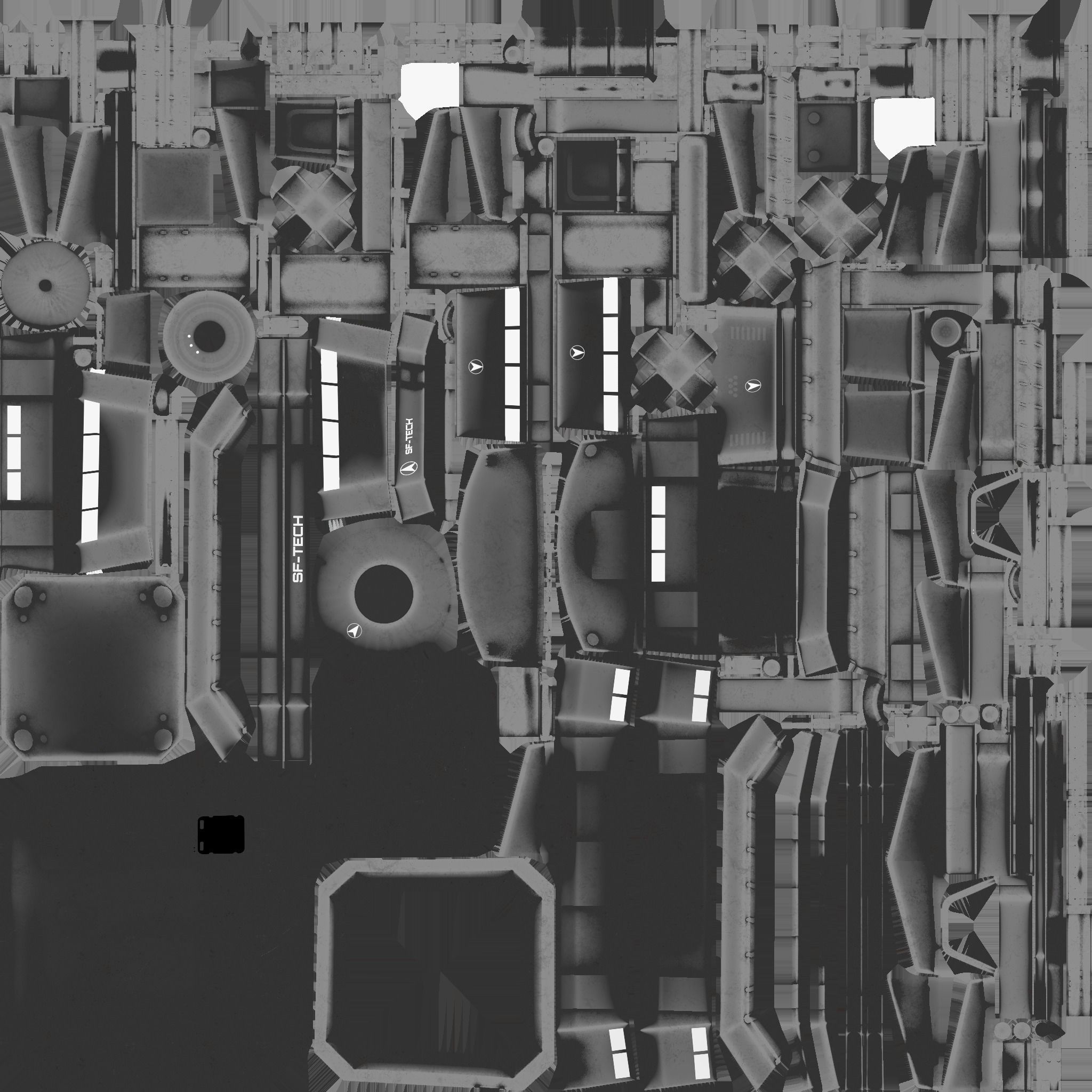 SciFi Facility B09 Dark Metal - Sci Fi Exterior Design Low-poly 3D model_23