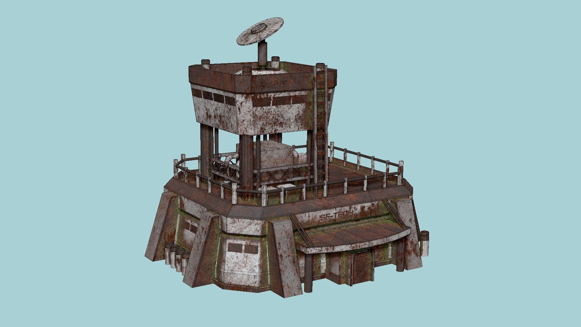 SciFi Facility B10 Abandoned - Sci Fi Exterior Design Low-poly 3D model_6