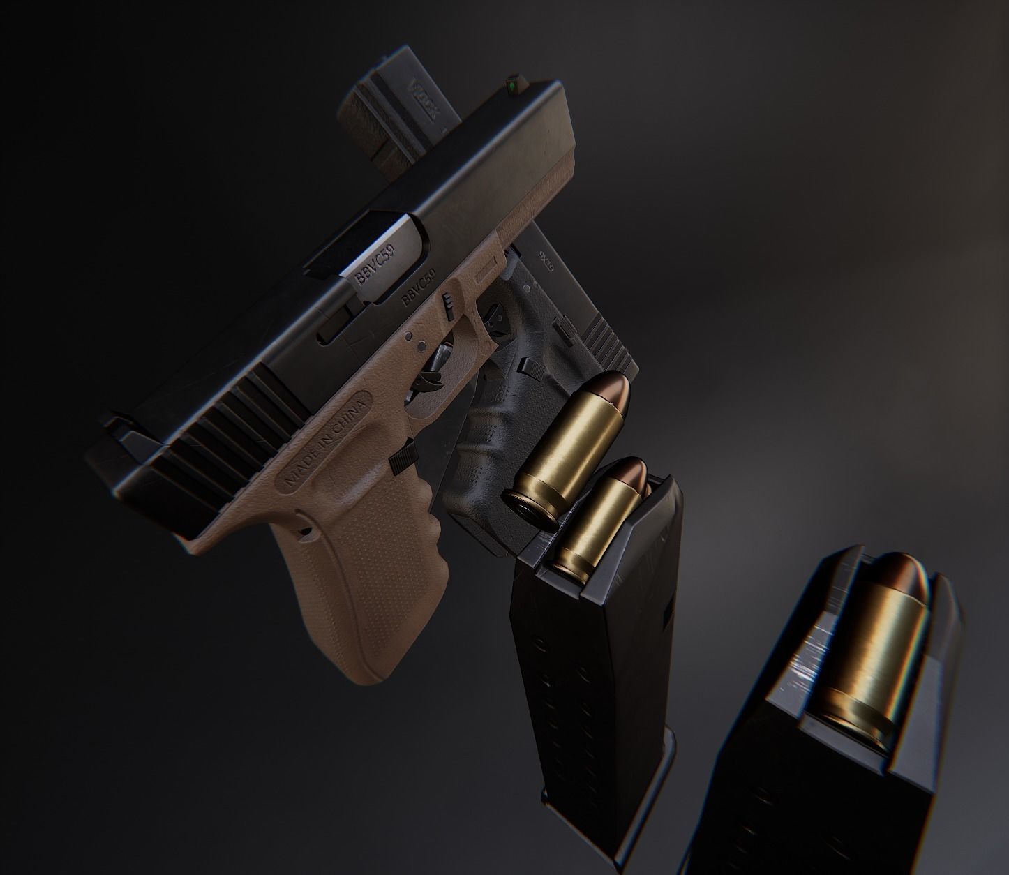 AAA Glock Game Ready PBR Low-poly 3D model_4