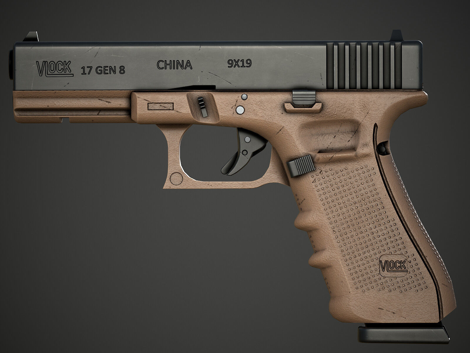 AAA Glock Game Ready PBR Low-poly 3D model_2