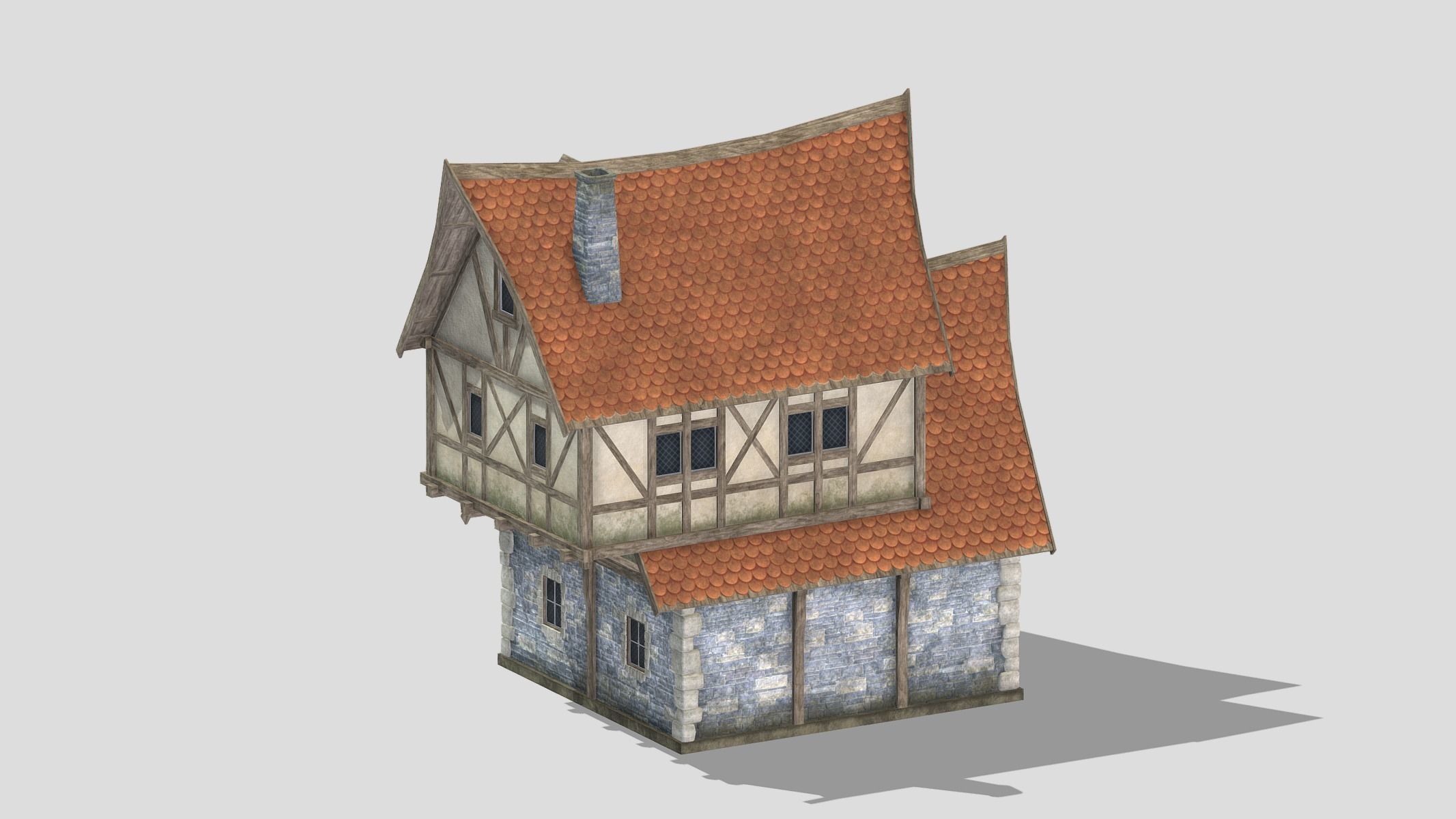 Medieval Building 07 Low Poly PBR Realistic Low-poly 3D model_5