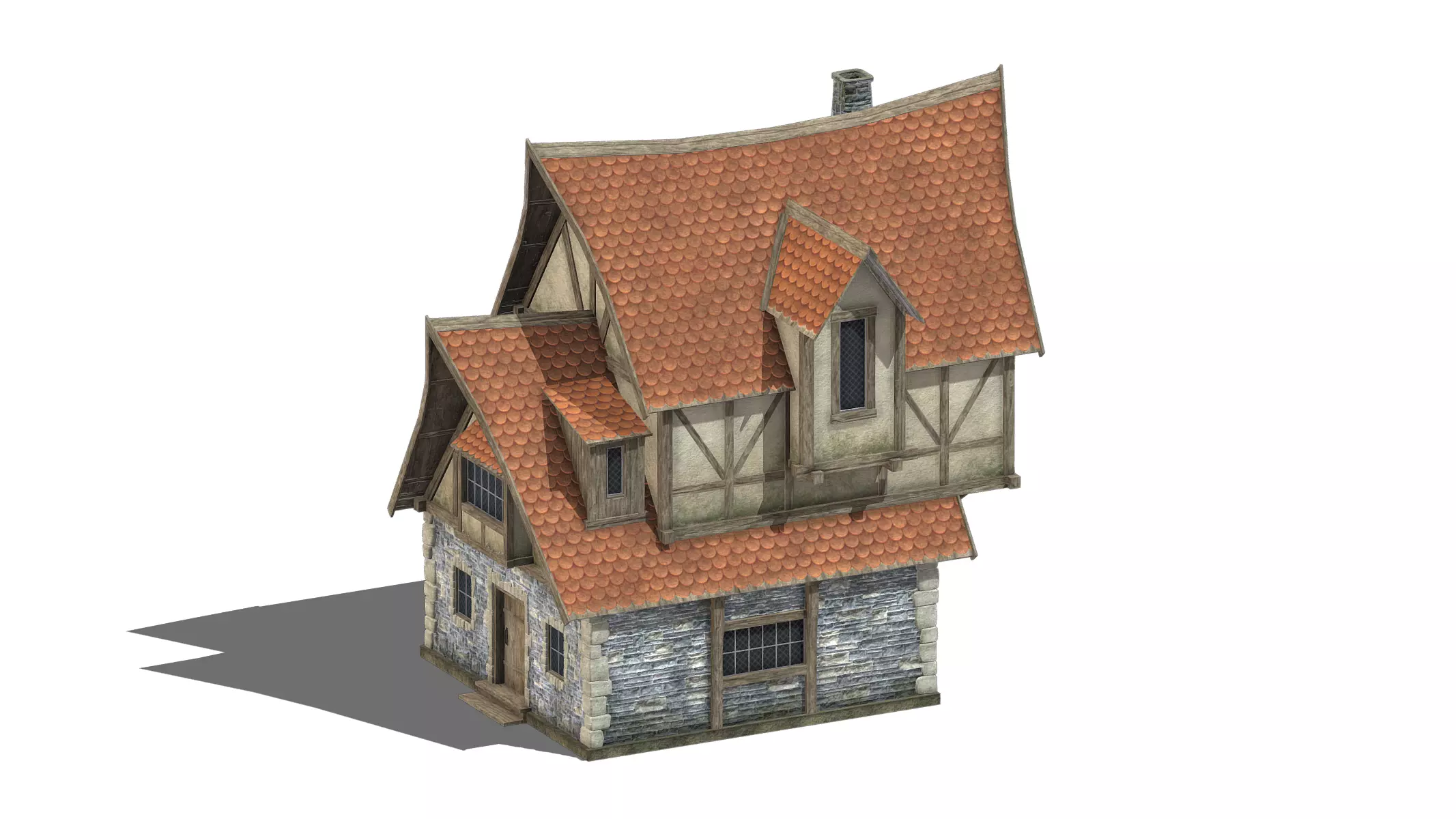 Medieval Building 07 Low Poly PBR Realistic Low-poly 3D model_0