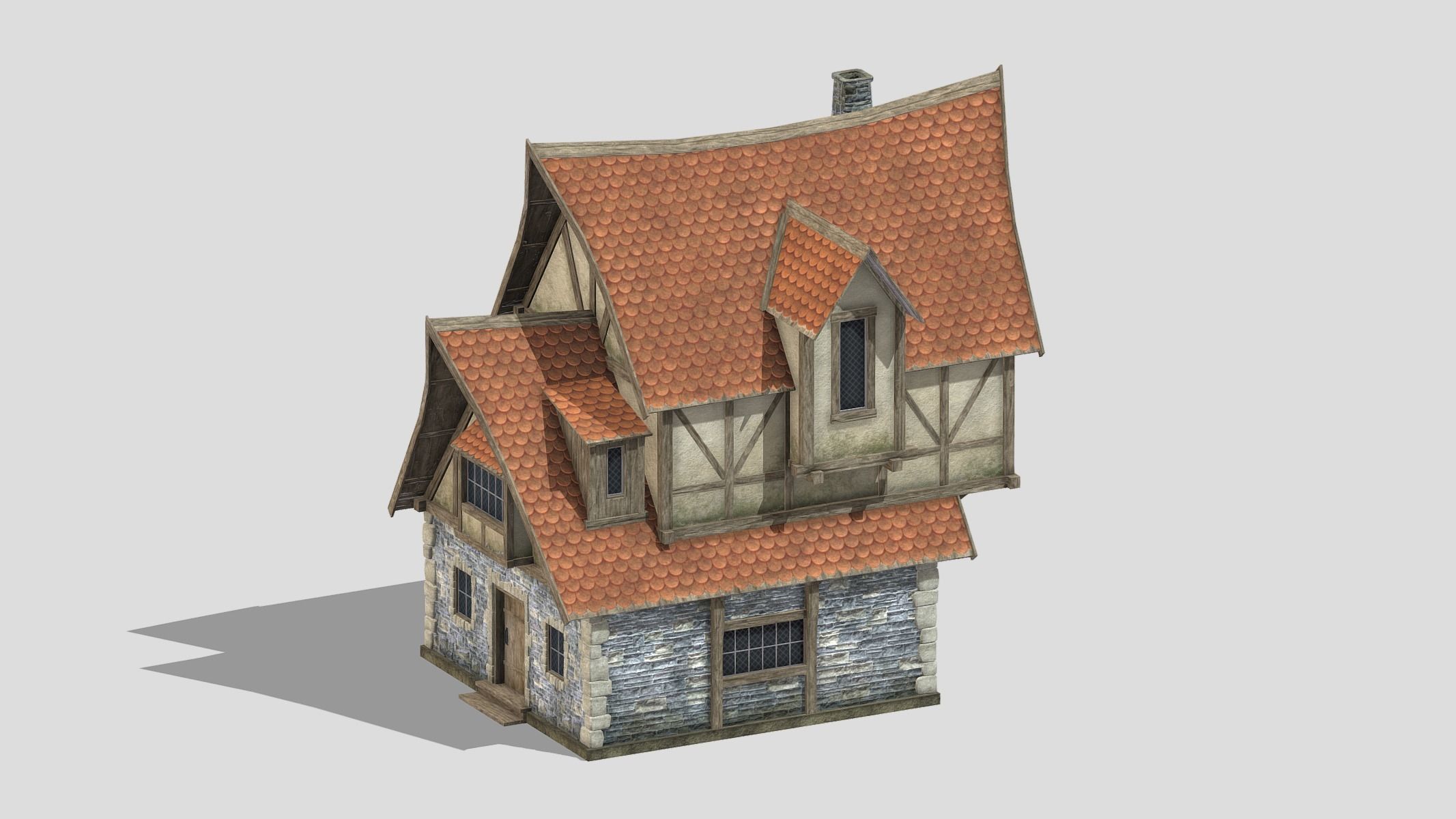 Medieval Building 07 Low Poly PBR Realistic Low-poly 3D model_9