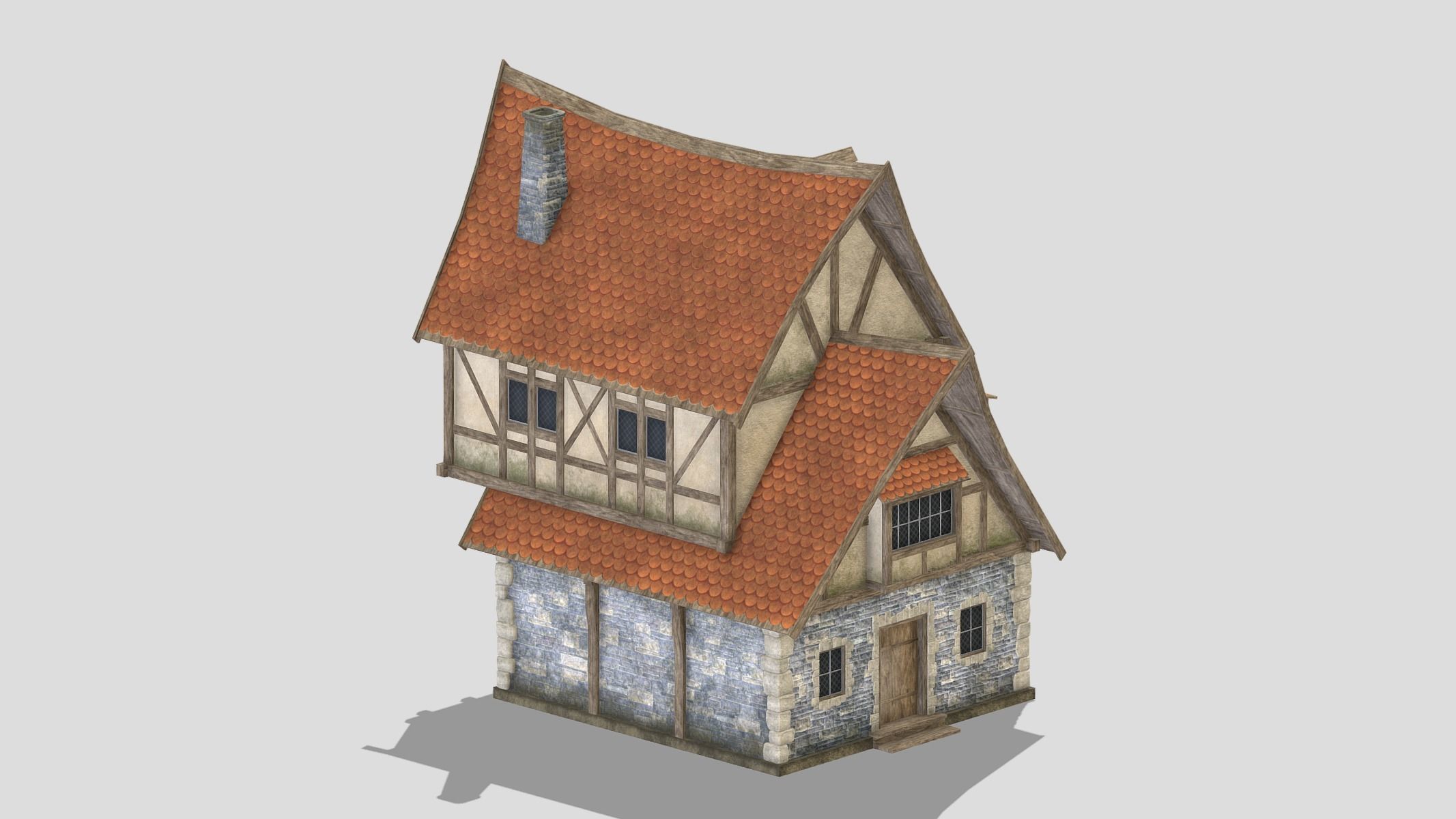 Medieval Building 07 Low Poly PBR Realistic Low-poly 3D model_4