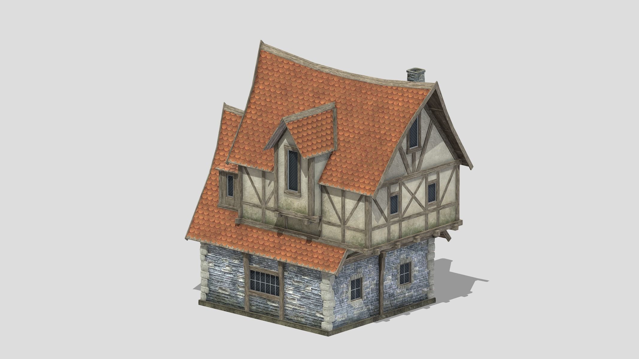 Medieval Building 07 Low Poly PBR Realistic Low-poly 3D model_8