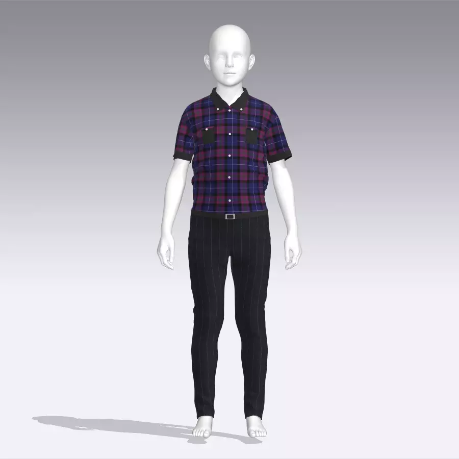 Boy - Kid Clothes Outfit  Low-poly 3D model_0