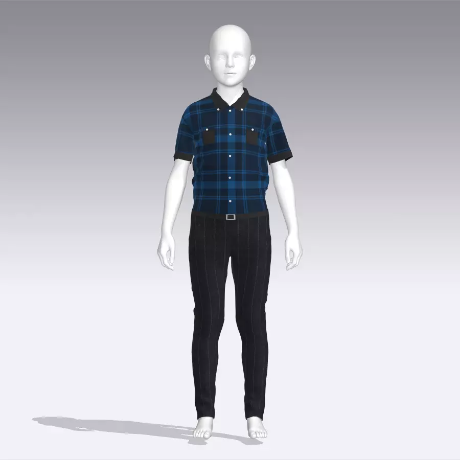 Boy - Kid Clothes Outfit  Low-poly 3D model_0