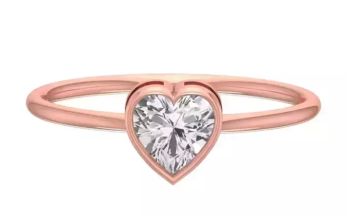 Solitaire Women Light Weight Heart Stone Band Ring