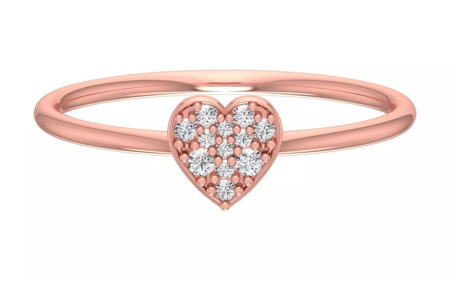 Solitaire Women Light Weight Heart Band Ring 3D print model