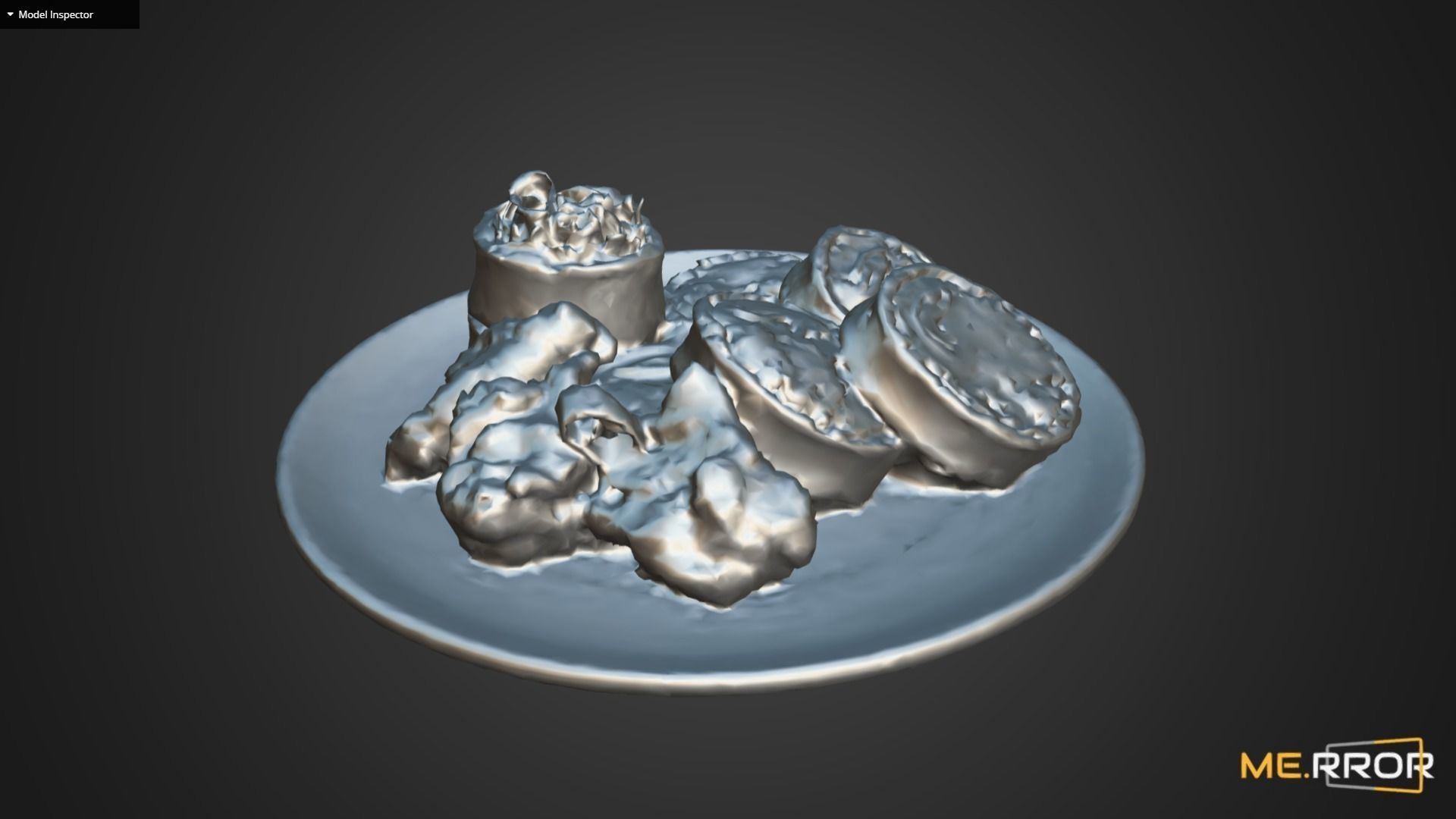 Korean Dish Rice Roll Gimabab and Chicken Low-poly 3D model_10