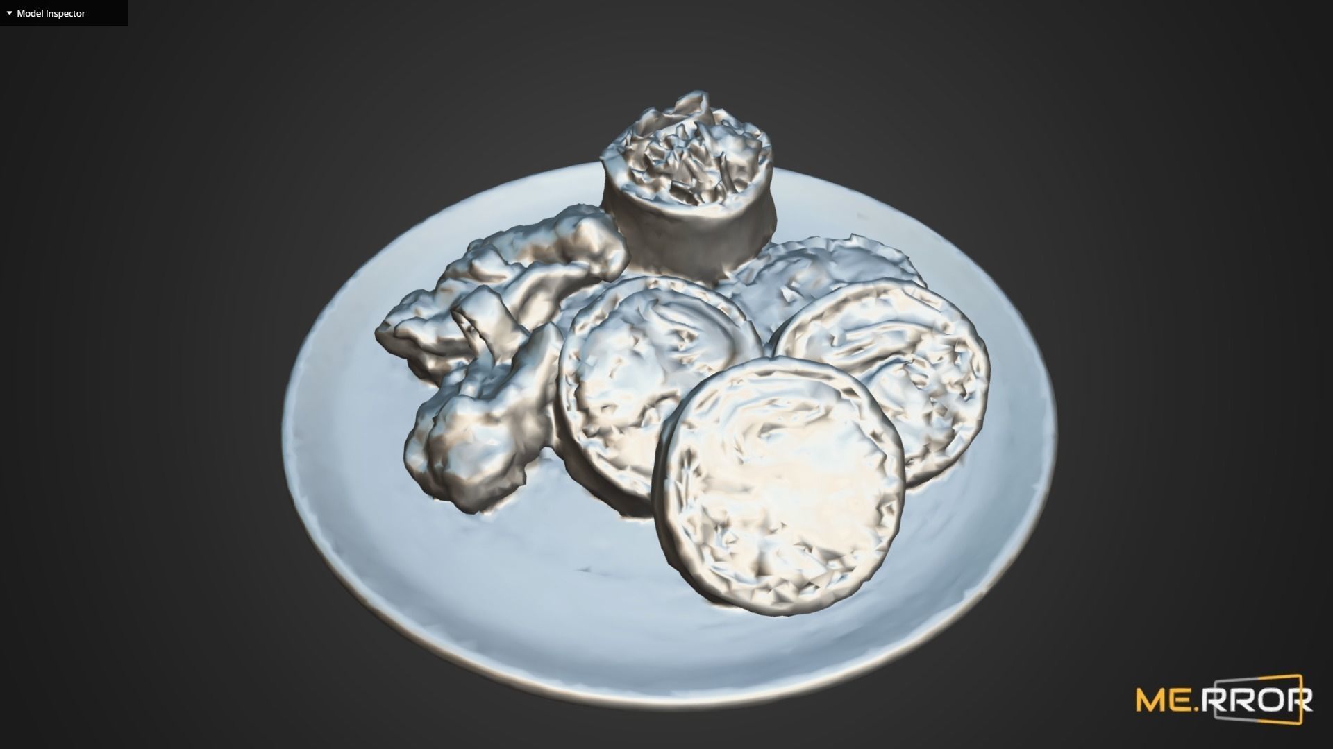 Korean Dish Rice Roll Gimabab and Chicken Low-poly 3D model_6