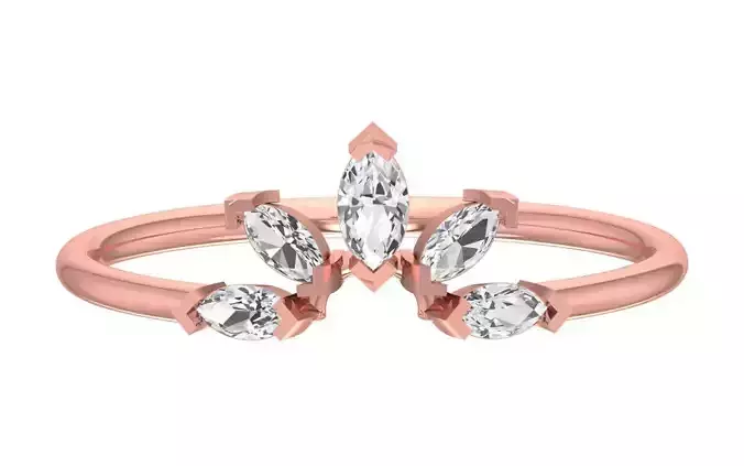 Solitaire Women Light Weight Marquise Stone Band Ring