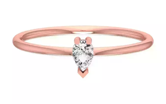 Solitaire Women Light Weight Pear Stone Band Ring