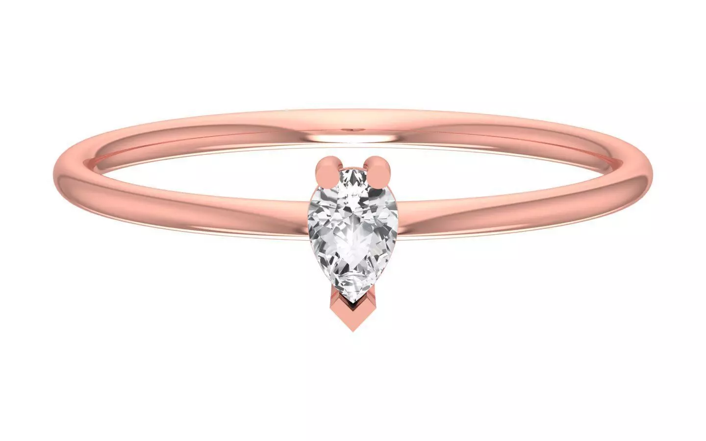 Solitaire Women Light Weight Pear Stone Band Ring 3D print model