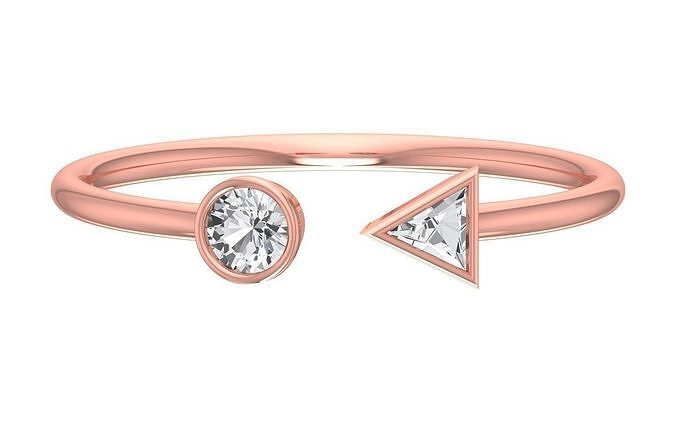 Solitaire Women Light Weight trillion cut Stone Band Ring 3D print model