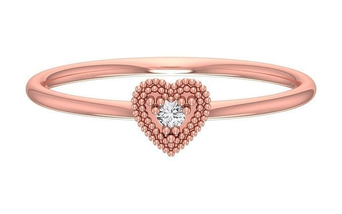 Solitaire Women Light Weight Heart Band Ring 3D print model