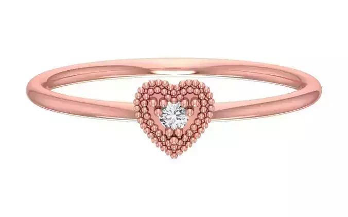 Solitaire Women Light Weight Heart Band Ring