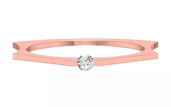 Solitaire Women Light Weight Band Ring