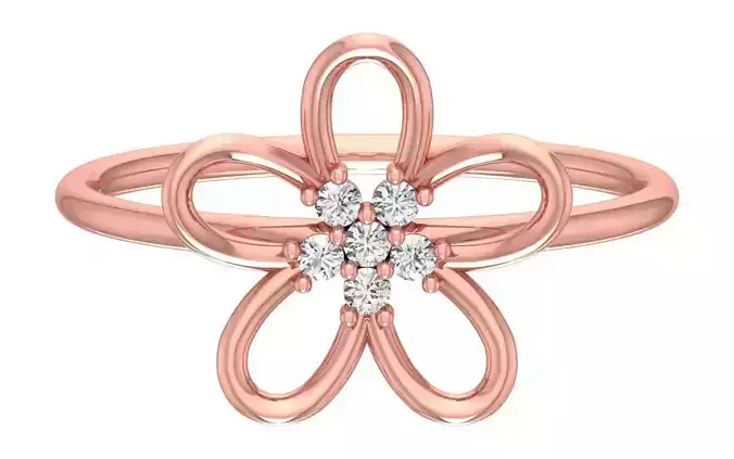 Solitaire Women Light Weight Flower Band Ring